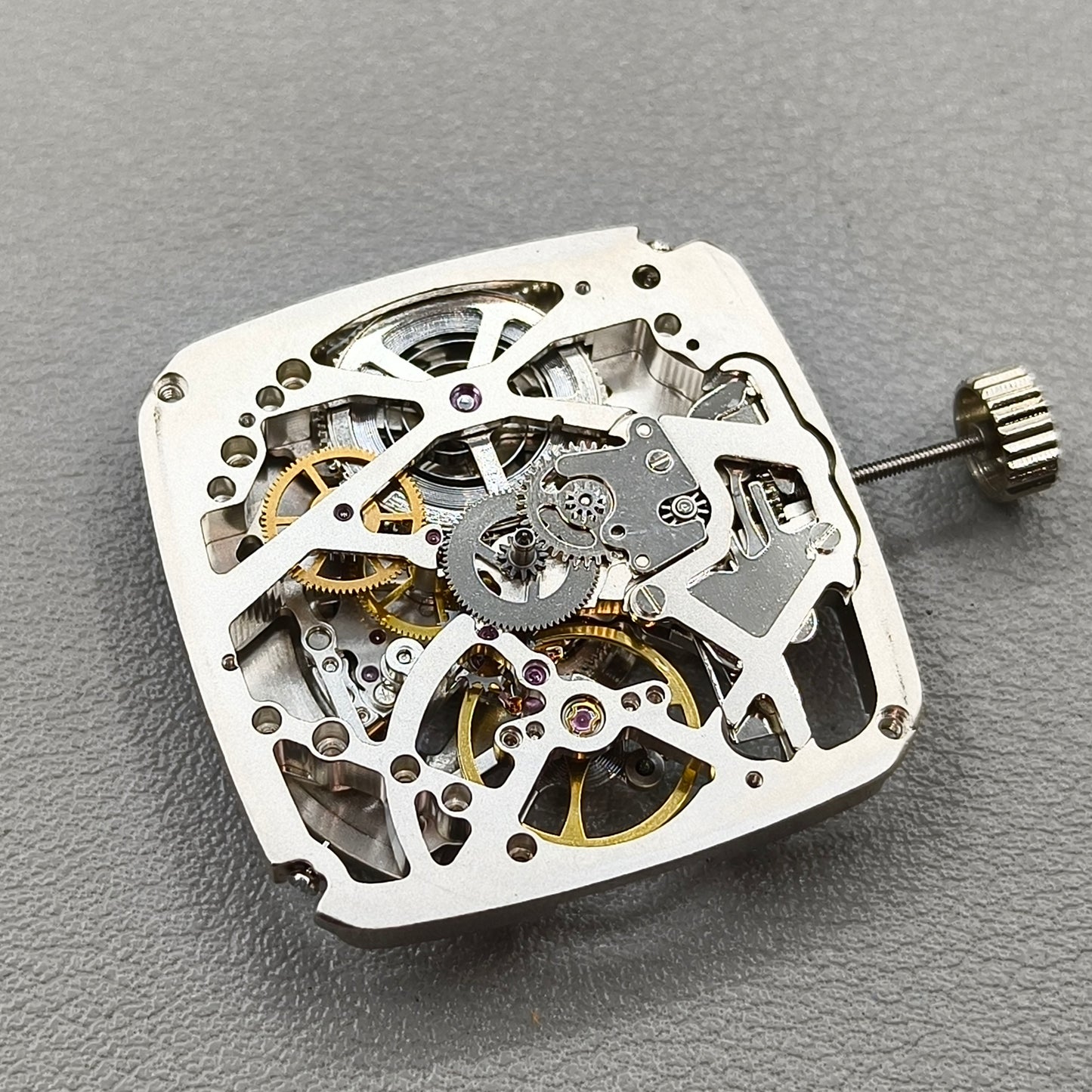 Silver Tianjin Seagull ST25 Square Automatic Mechanical Movement 3 Hands Hollow