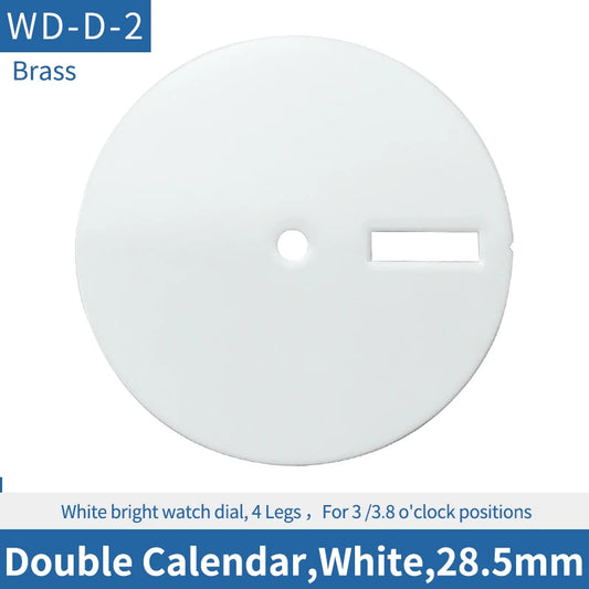Double Calendar White 28.5mm Watch Dial Fit For Skx007 Skx009 Sprd NH35 NH36