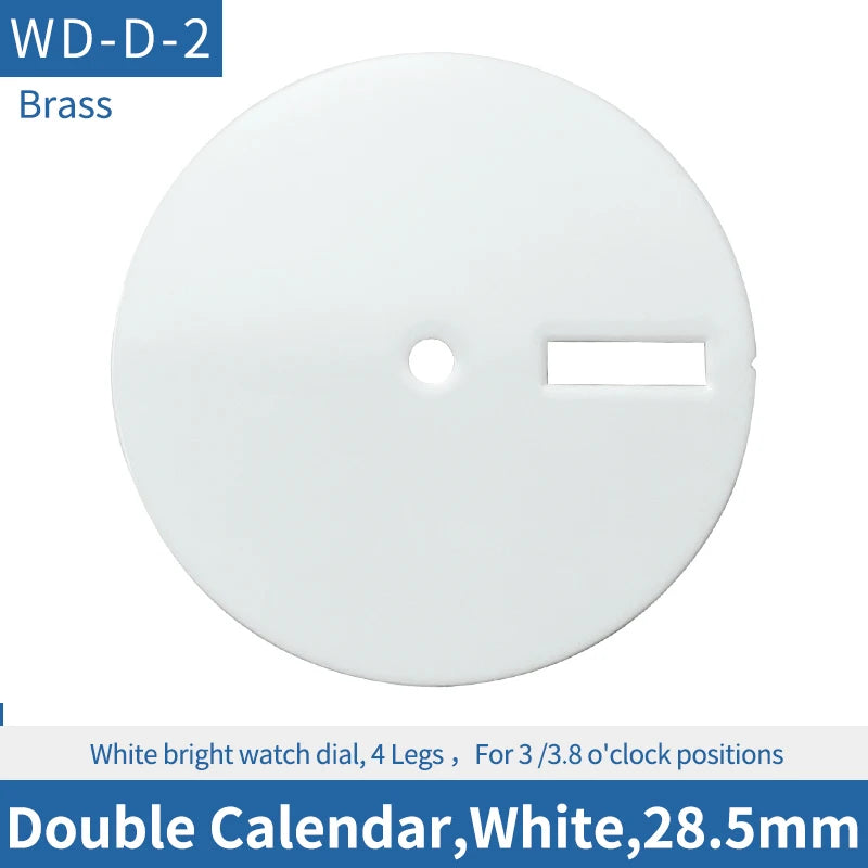 Double Calendar White 28.5mm Watch Dial Fit For Skx007 Skx009 Sprd NH35 NH36