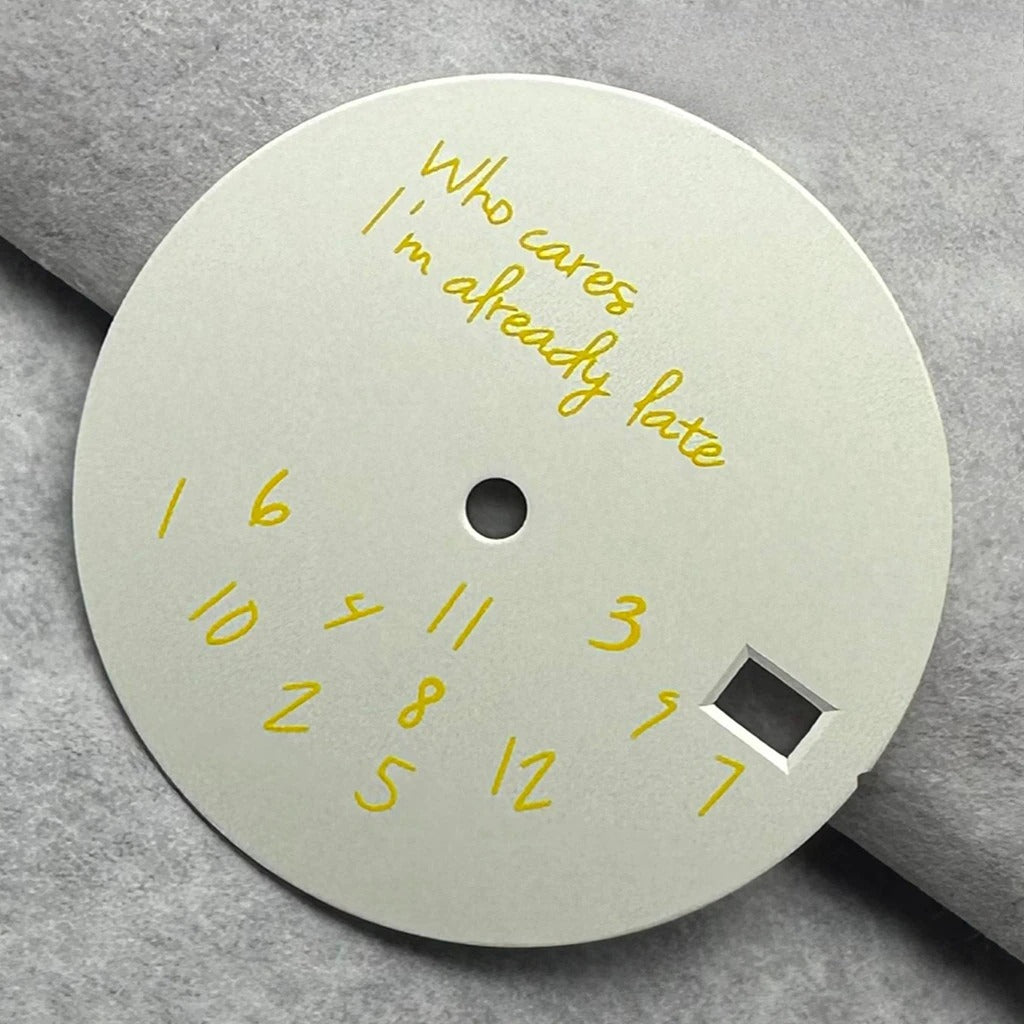 28.5mm Watch Dial Who cares I'm already late Fit NH35 4R35 NH36 4R36 Movements