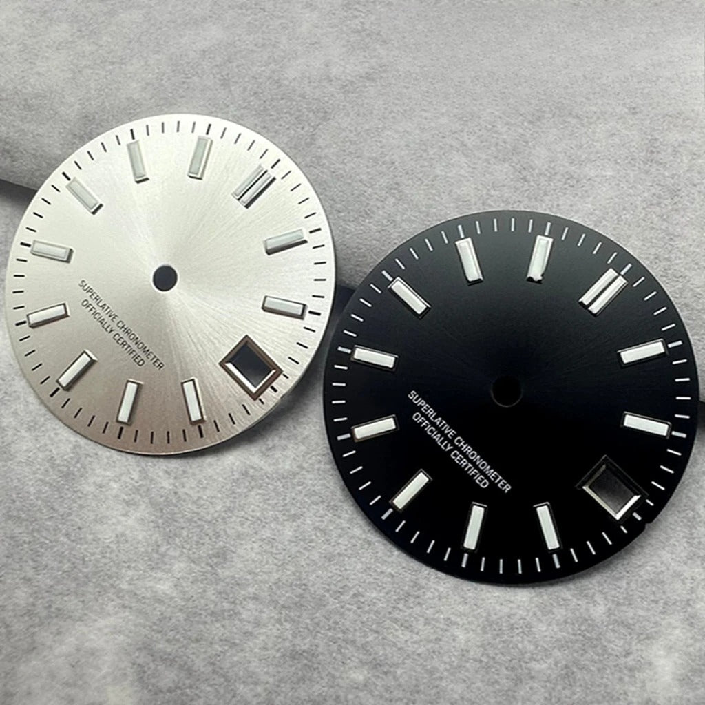 28.5mm Multicolor Date Window Green Luminous Dial For NH35  NH36/4R/7S Movement