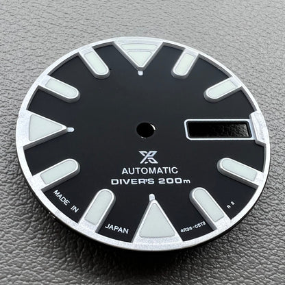 28.5mm Leuchtendes Schwarzes Tauchzifferblatt Grün Für NH35 NH36 Uhrwerk