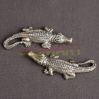 Solid Copper Crocodile Trinket Hand Carved Bronze Model Figurines