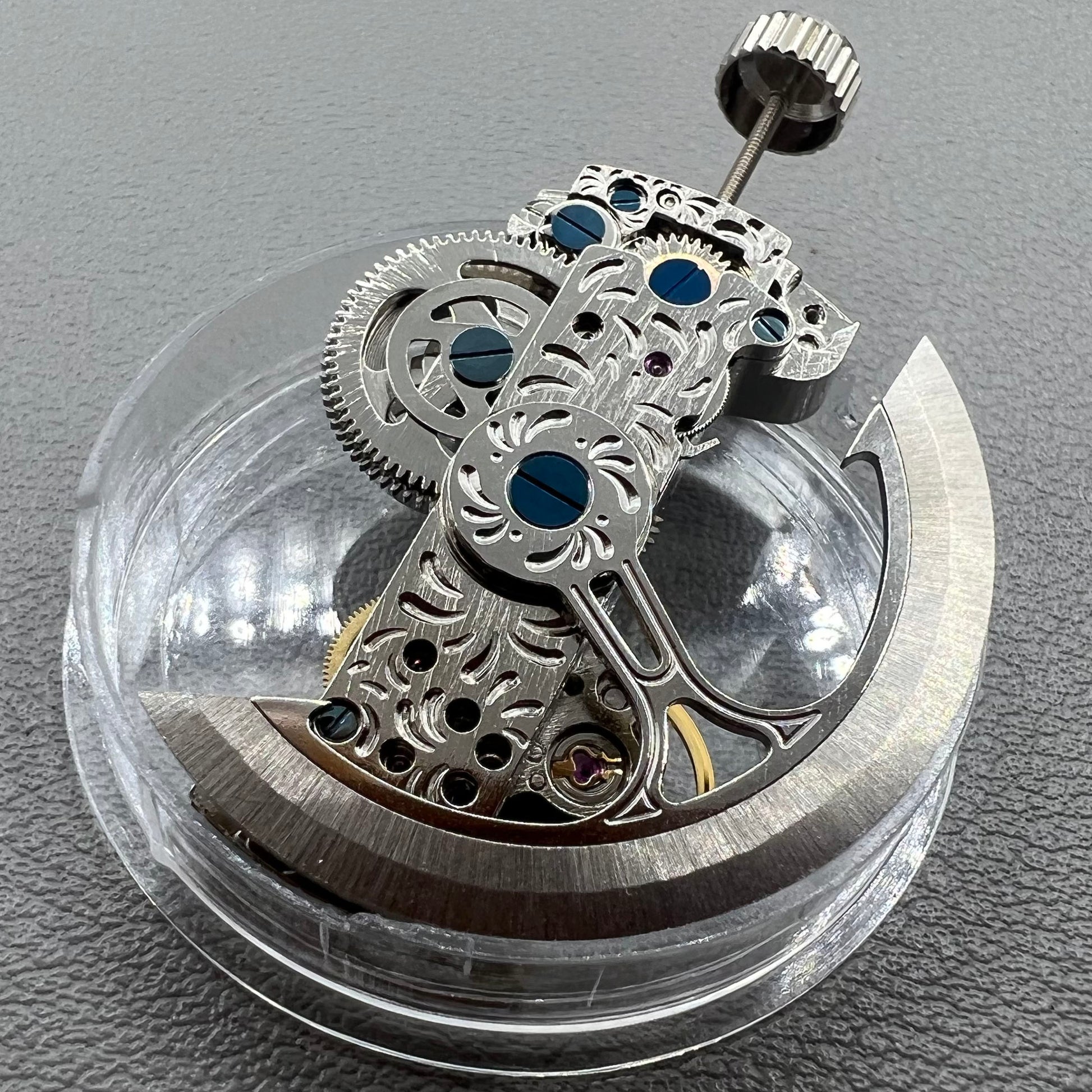LG0801BS silver long pendulum watch wheel showcasing automatic mechanical movement and sleek design.