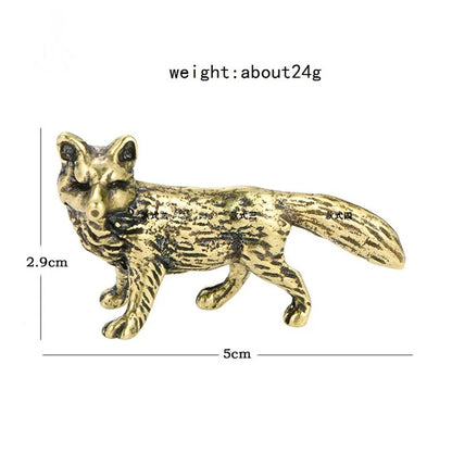Hand-carved solid copper fox trinket with vintage bronze finish, perfect for watch accessory collectors.