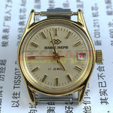 Double Rhomb Single Calendar Manual Mechanical Lady Watch Golden Nail 3 Hands