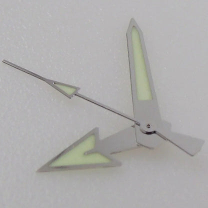 Silver-trimmed Monster C3 Super Green luminous watch hands, compatible with NH35 NH36 NH38 NH70 NH72 movements.