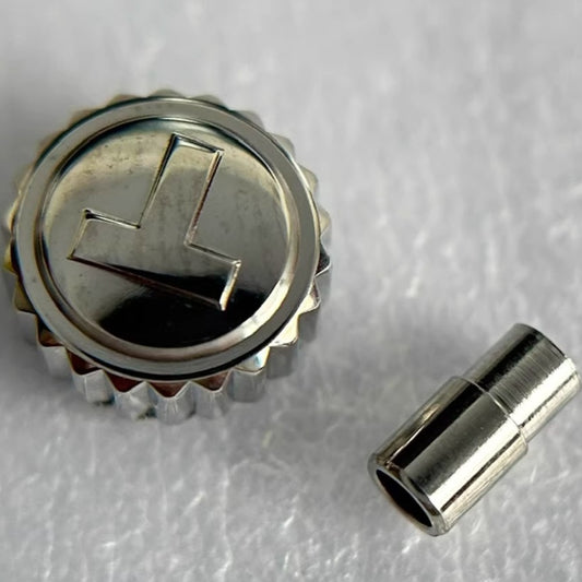 Steel silver watch crown for Tissot T106, durable replacement part for precise watch repair