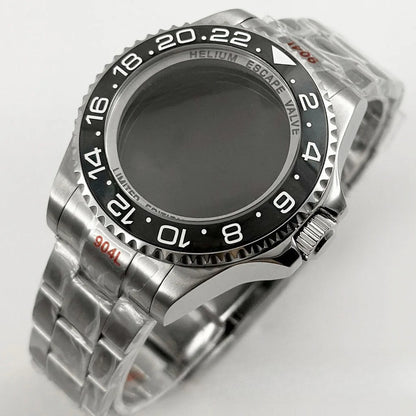 44mm Black Blue GMT Ceramic Bezel Watch Case for Deep SEA for NH34 NH35 NH36