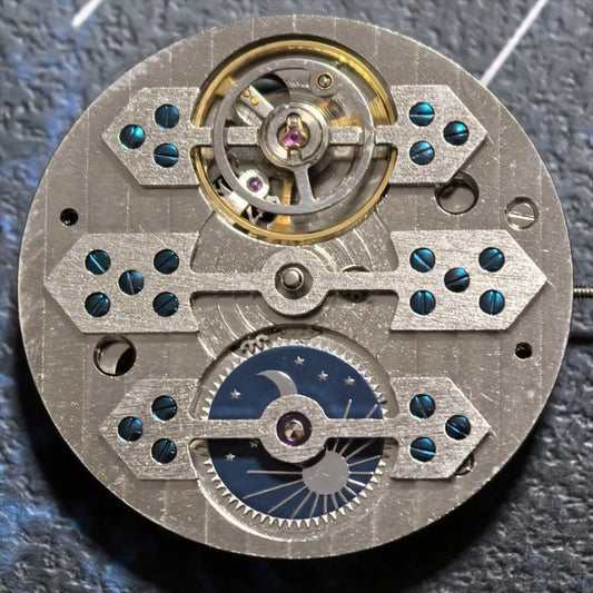 China Made Silver Mechanical Movement with Moon Phase At 6 Position