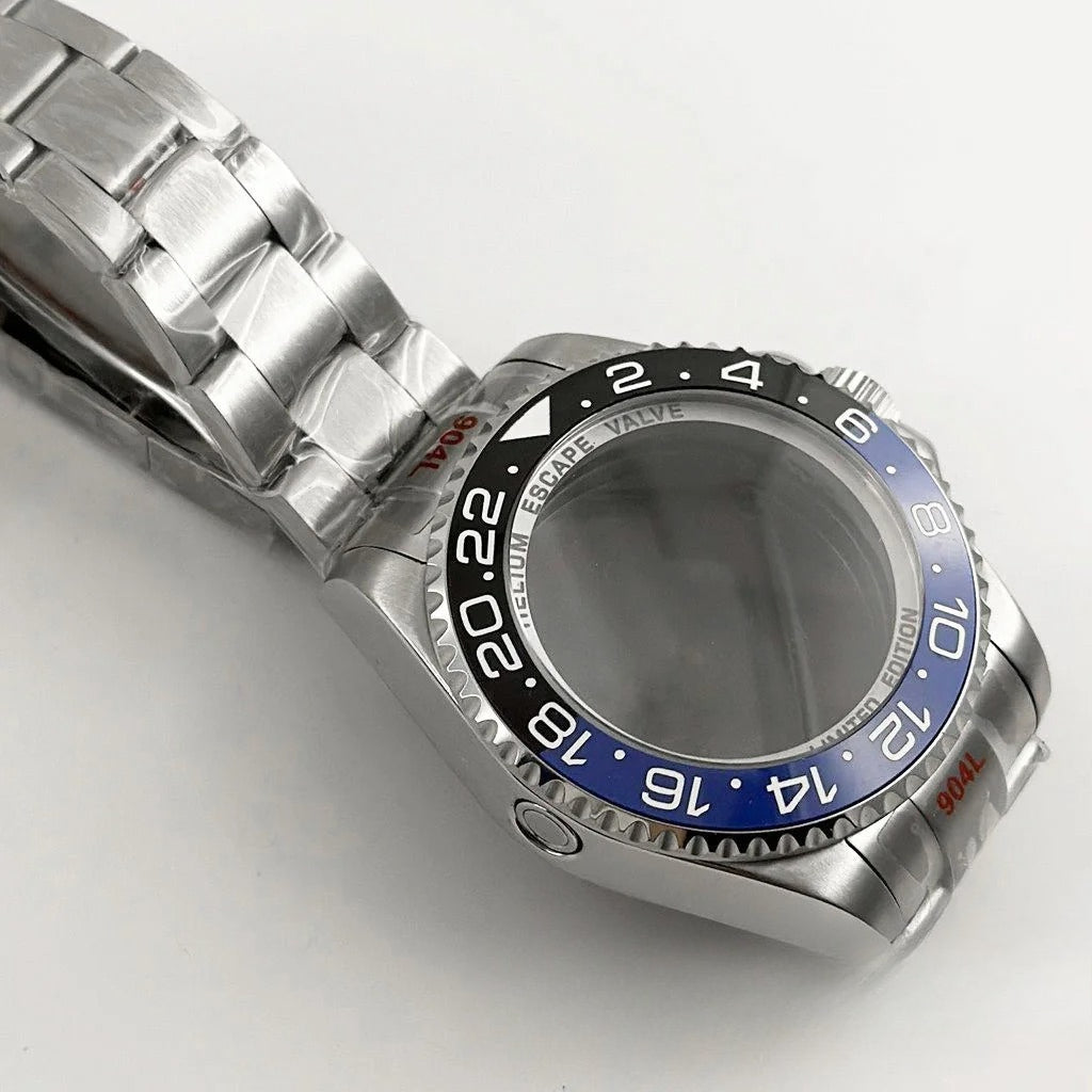 44mm Black Blue GMT Ceramic Bezel Watch Case for Deep SEA for NH34 NH35 NH36