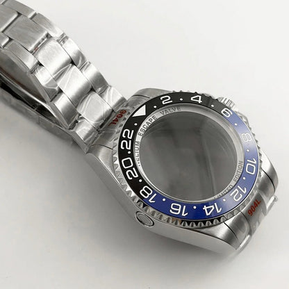 44mm Black Blue GMT Ceramic Bezel Watch Case for Deep SEA for NH34 NH35 NH36