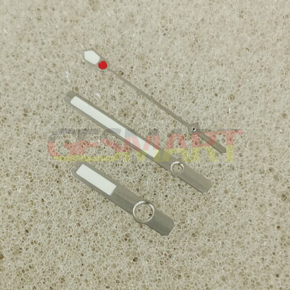 Green luminous watch hands with silver and rose gold trim for NH35, NH36, 4R, 7S movements.