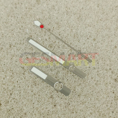 Green luminous watch hands with silver and rose gold trim for NH35, NH36, 4R, 7S movements.