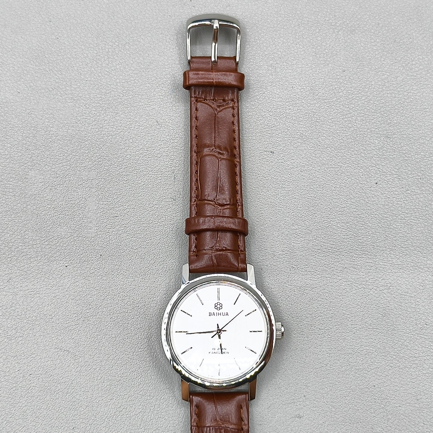 37mm China Baihua Silver Dial Shock-Resistant Manual Mechanical Watch 19 Jews