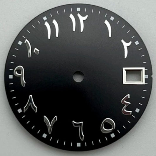 28.5mm Black Modified Arabic No Lume Watch Dial Fit for NH35 NH36 4R35 4R36