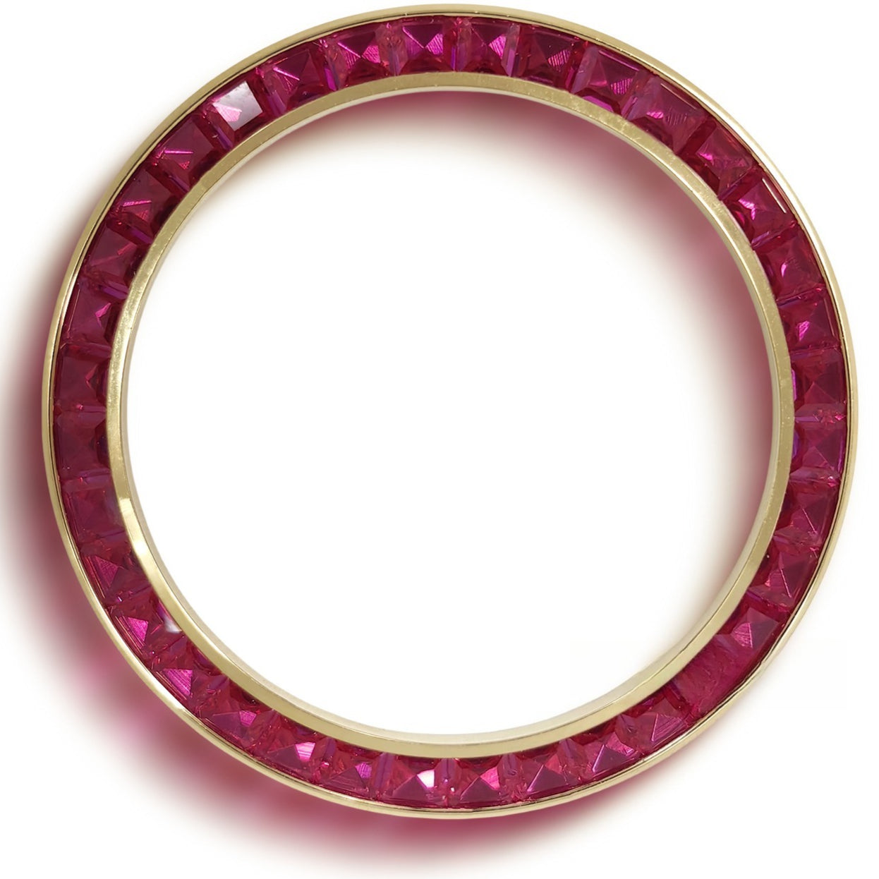 Daytona T-Shaped Square Moissanite Inclined Pink Watch Bezel Golden Base