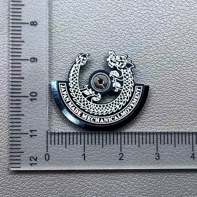 Blue Dragon silver carved rotor for NH35 NH36 watch movement, enhancing precision and style.