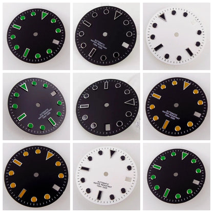 28.5mm Black White Face Single Calendar Submarine Dial For NH34 NH35 NH36