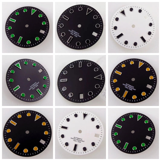 28.5mm Black White Face Single Calendar Submarine Dial For NH34 NH35 NH36