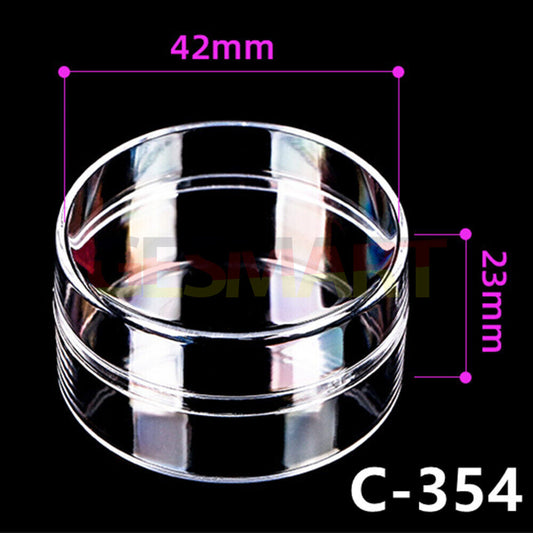 Boîte à outils ronde transparente en PS, 10 pièces, 42 x 23 mm, avec couvercle et base