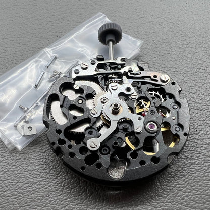 Echtes Miyota 8N24 Schwarzes Automatisches Skelettmechanisches Uhrwerk