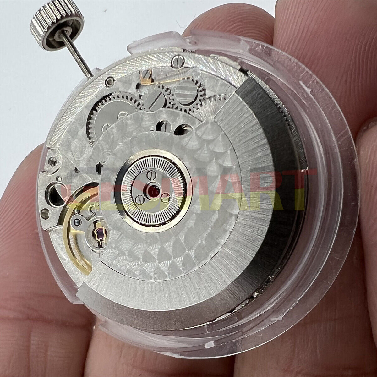 Seagull ST25 automatic watch movement with small second at 9H, featuring perlage finish, ideal for watch repair.