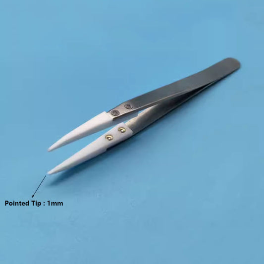 Pointed tip PTFE tweezer, anti-static, acid-alkali resistant for precise, high-temp handling