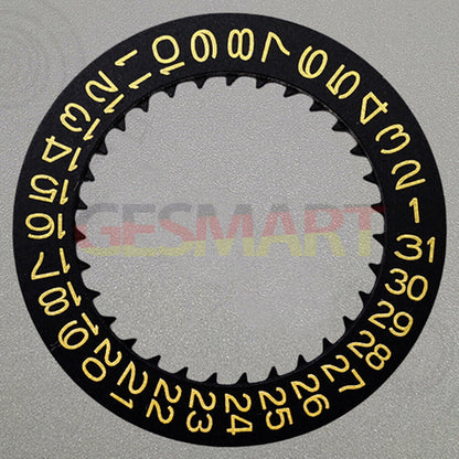 Golden font black date disk wheel for NH36 movement, date at 3 o'clock, watch accessory.