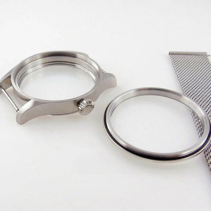 42mm Brushed 316L Steel Sapphire Glass Watch Case Fit ETA 6498 6497 3600 3620