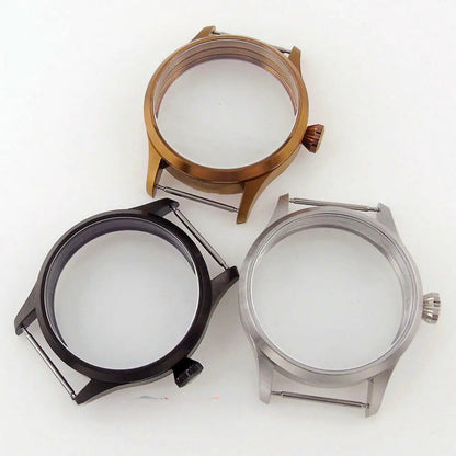 Brushed 42mm Sapphire Glass 316L PVD Watch Case fit Seagull ST3600 6497 6498