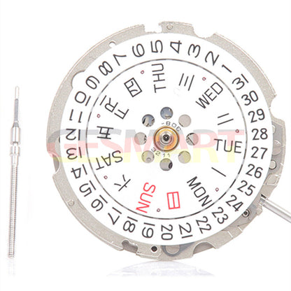 Genuine Silver Miyota Citizen 8200 automatic mechanical watch movement with day and date display.