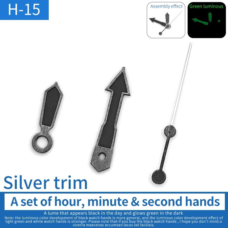 Dark Silver Trim Vintage Green Lume Watch Hands Fit For Skx007/009 NH35 7009 6309