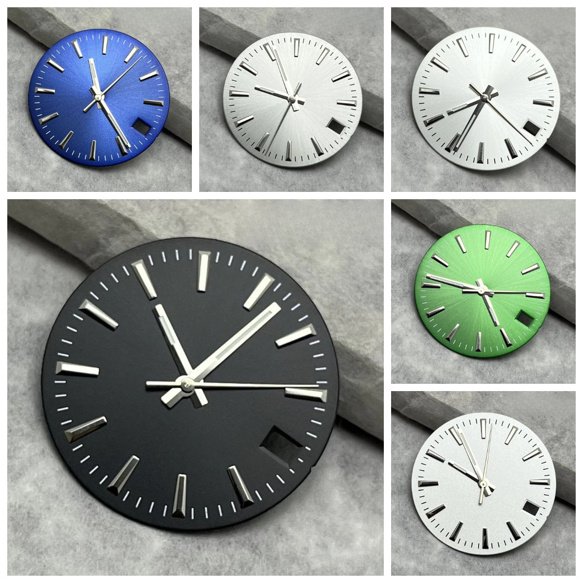 28.5mm Watche Hands Green Luminous Watch Dial Stripes Sunburst For NH35/36/4R/7S
