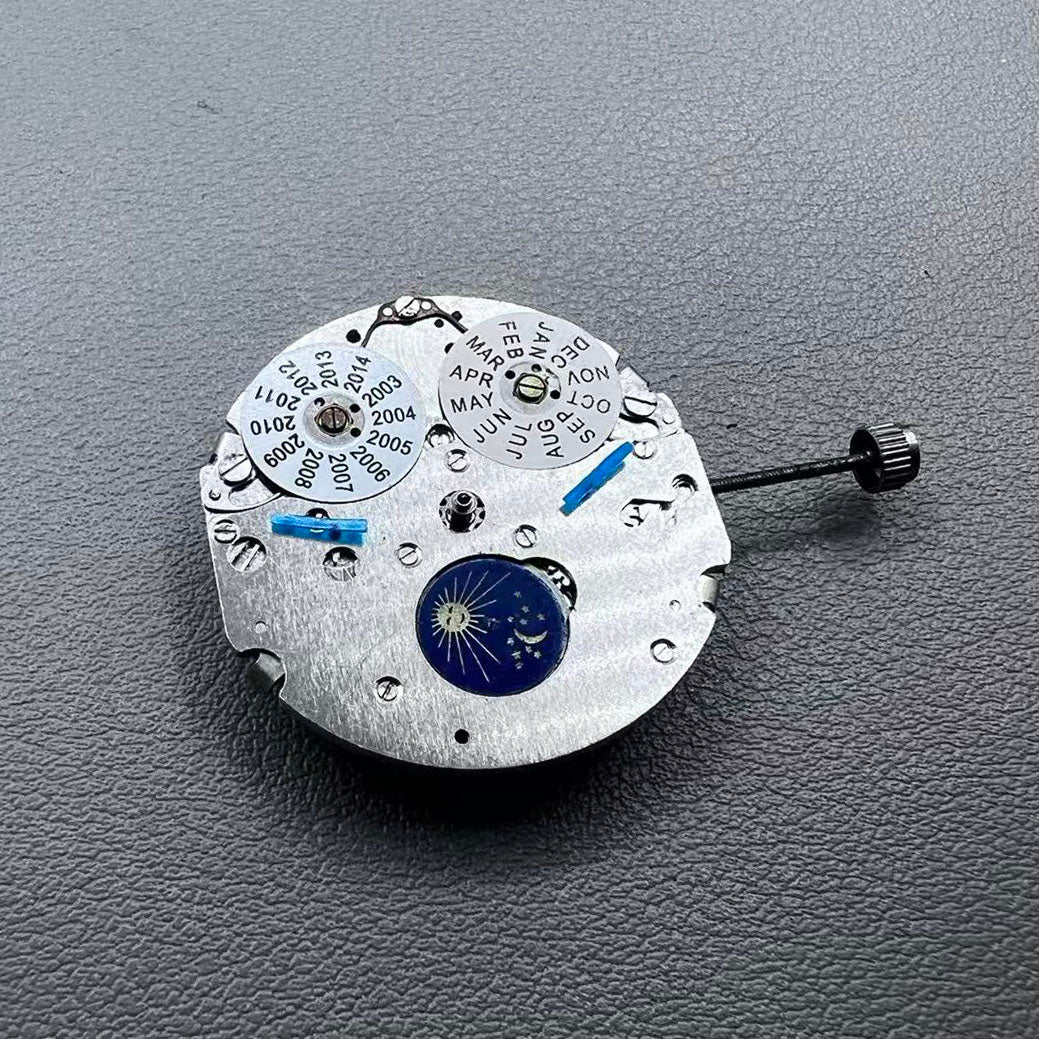 Perpetual calendar watch with automatic mechanical movement, moon phase at 6 o'clock