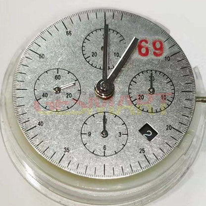 China Made 7750 Black mechanical watch movement with single calendar, small seconds at 3, 6, and 9 o'clock positions.