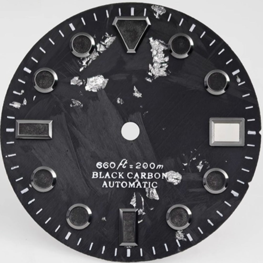 Trapezoid 28.5mm Carbon Fiber Black and Silver Watch Dial with Lume for NH34/35