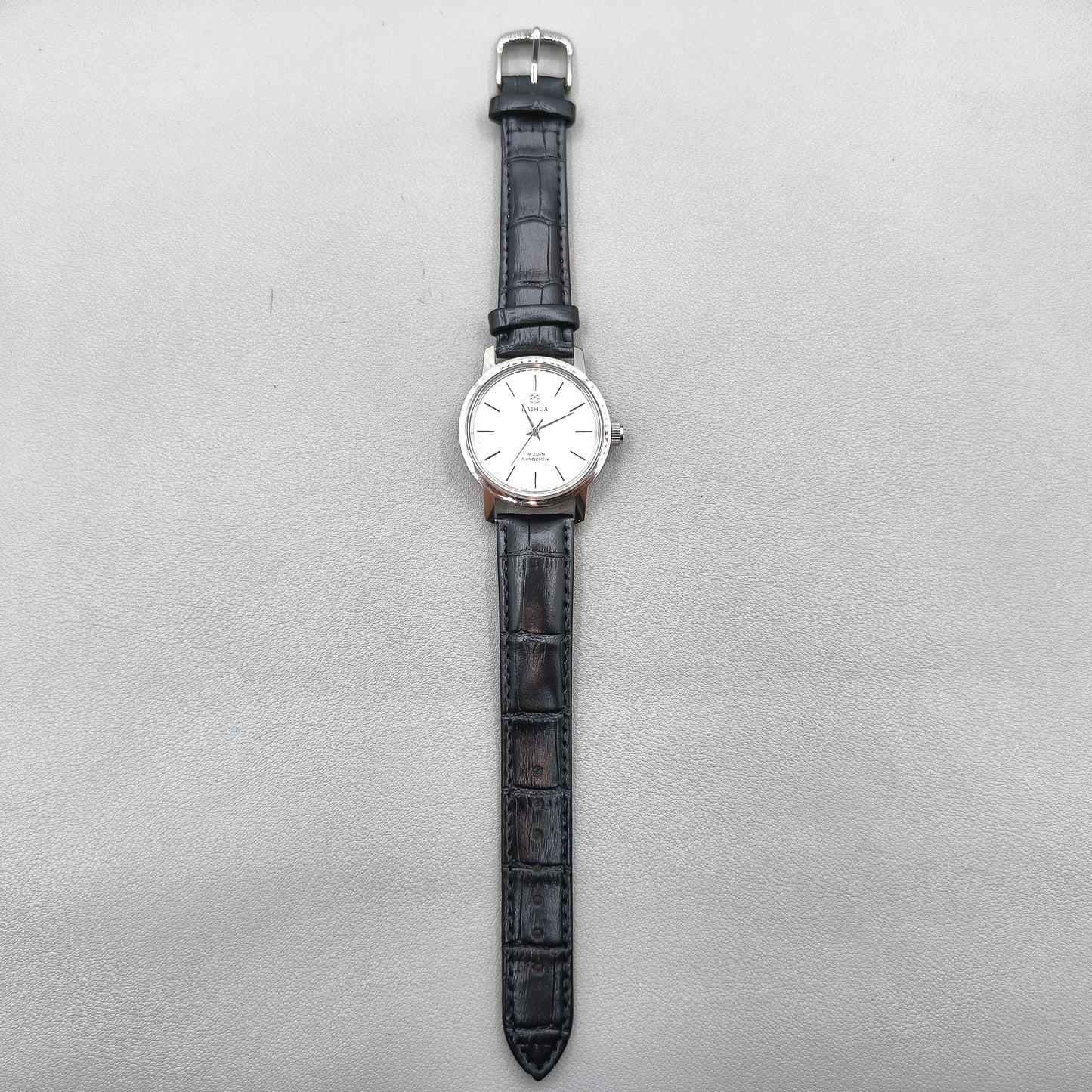 37mm China Baihua Black Strap Manual Mechanical Watch 19 Jews