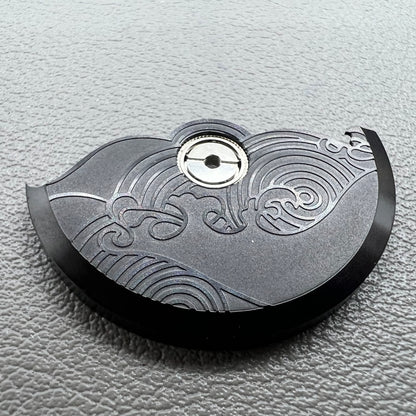 Black Modified Auspicious Cloud rotor oscillating weight for NH35 NH36 watch movements, precision fit.