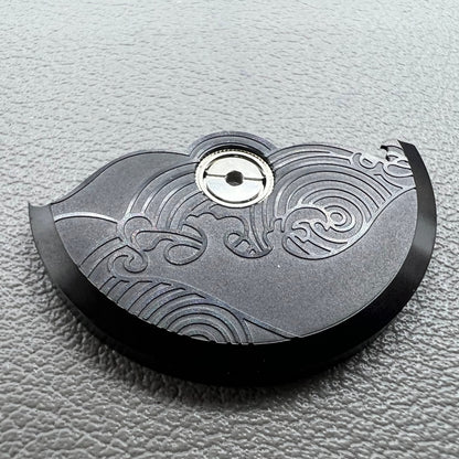 Black modified Gl�ckswolken rotor weight for NH35 NH36 watch movement, enhancing timepiece performance