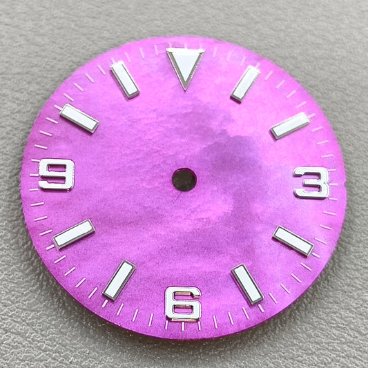 28.5mm Pink Dial Green Lume Numberal Watch Dial for NH35 4R35 Movement