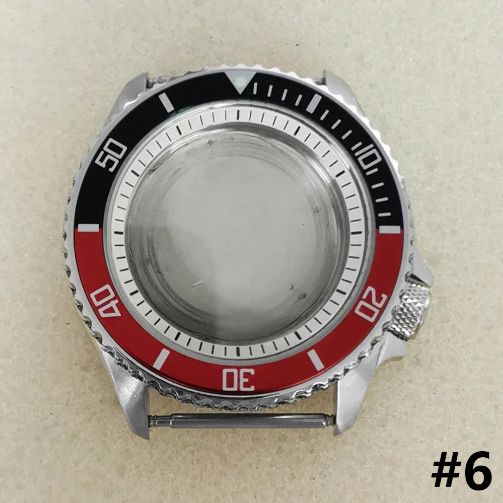 41.5mm White Chapter Ring+Bezel Stainless Steel Case Set for SKX007 NH35/NH36/4R