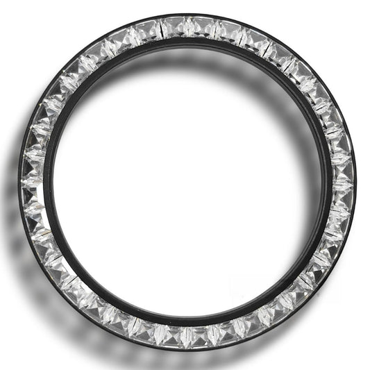Daytona T-Shaped Square Moissanite Inclined Black Watch Bezel
