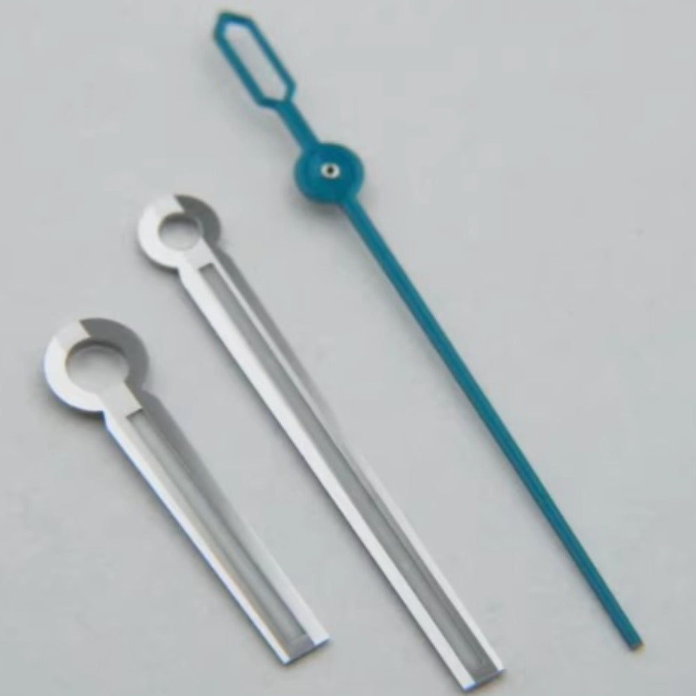14.5mm blue lume watch hands with silver trim for Miyota 9015 movement