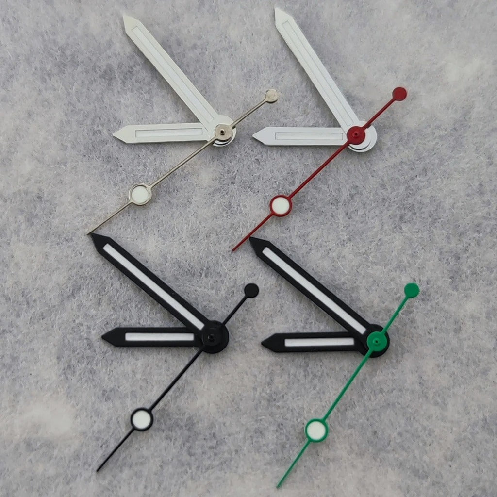 Silver/Black  Watch Hands For NH34 NH35 NH36 NH38 7S26 4R35 4R36 Green Luminous