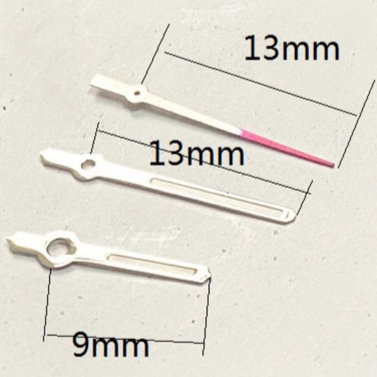Silver Trim 13x13x9mm Green Lume Watch Hands for Miyota 2035 Quartz Movement