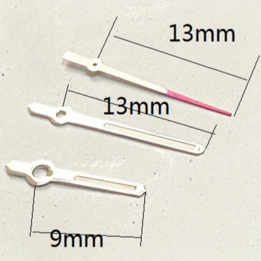 Silver Trim 13x13x9mm Green Lume Watch Hands for Miyota 2035 Quartz Movement