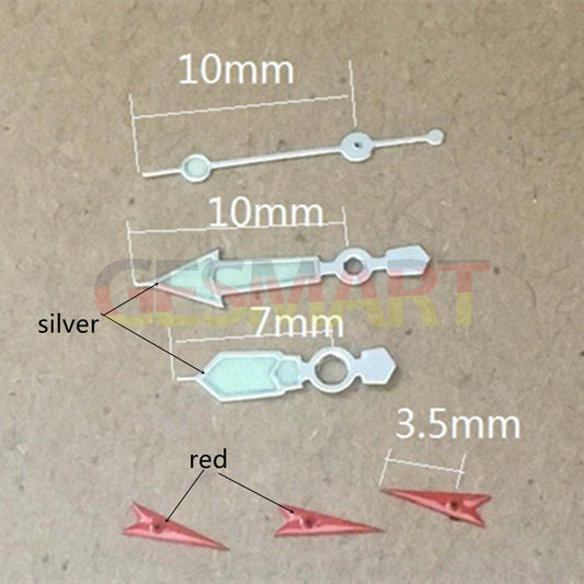 Aiguilles de montre lumineuses vertes en forme de flèche de 10 mm pour Miyota OS10 OS20 OS60 OS80