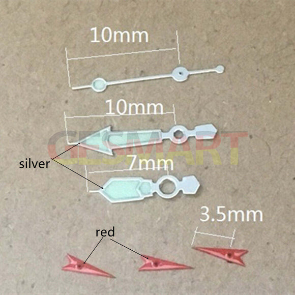 10mm Arrow Shape Green Luminous Watch Hands for Miyota OS10 OS20 OS60 OS80