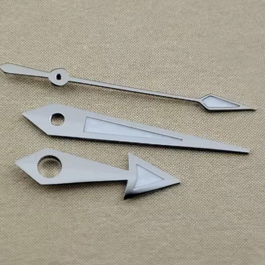 Silver Trim 10X12X12.5mm Green Lume Watch Hands Fit for NH35 NH36 PT5000